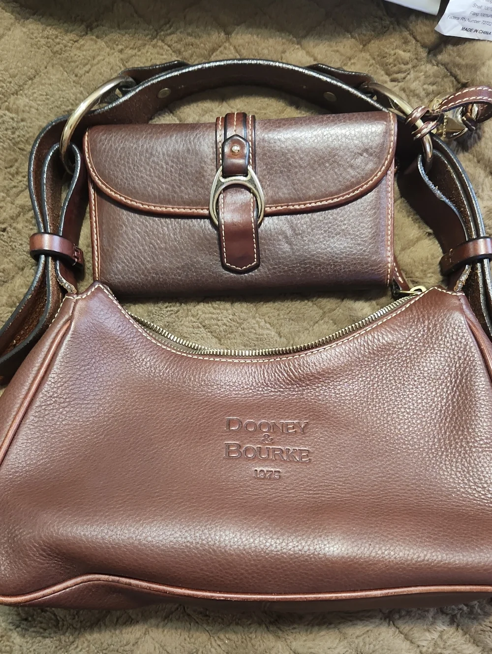Dooney & Bourke Chestnut Brown Leather Shoulder Bag with Matching Wallet